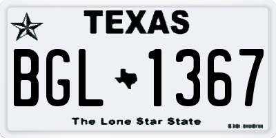 TX license plate BGL1367