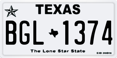 TX license plate BGL1374