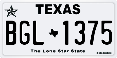 TX license plate BGL1375