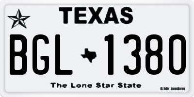 TX license plate BGL1380