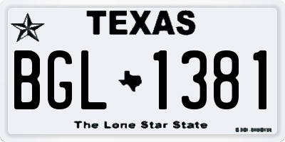 TX license plate BGL1381