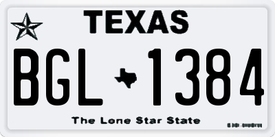 TX license plate BGL1384