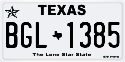 TX license plate BGL1385