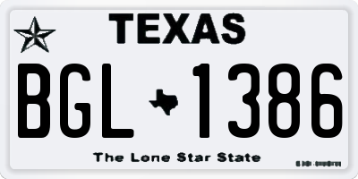 TX license plate BGL1386