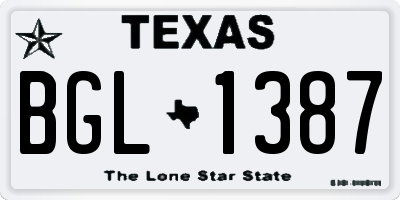 TX license plate BGL1387