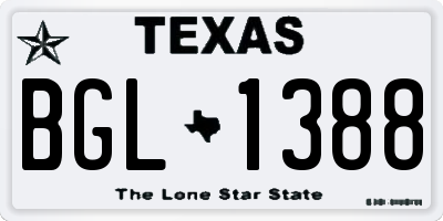 TX license plate BGL1388