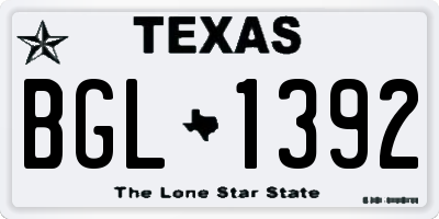 TX license plate BGL1392