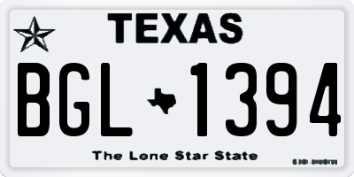 TX license plate BGL1394