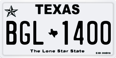 TX license plate BGL1400