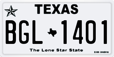 TX license plate BGL1401