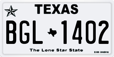 TX license plate BGL1402