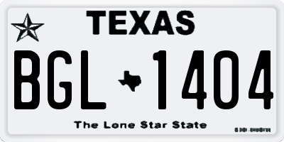 TX license plate BGL1404