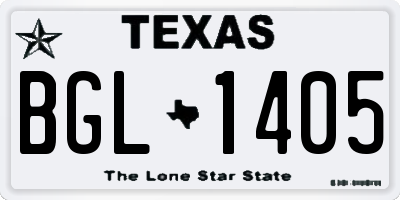TX license plate BGL1405
