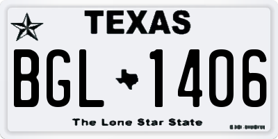 TX license plate BGL1406