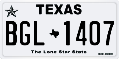 TX license plate BGL1407