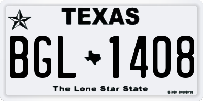 TX license plate BGL1408