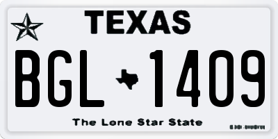 TX license plate BGL1409