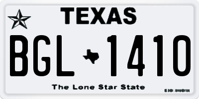 TX license plate BGL1410