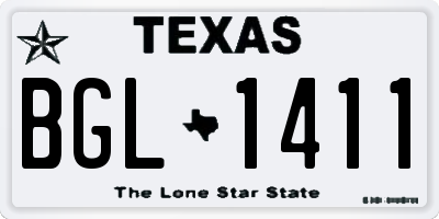 TX license plate BGL1411
