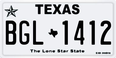 TX license plate BGL1412