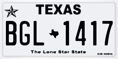 TX license plate BGL1417