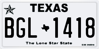 TX license plate BGL1418