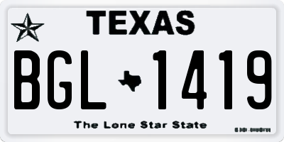 TX license plate BGL1419