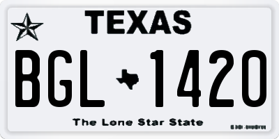 TX license plate BGL1420