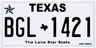 TX license plate BGL1421