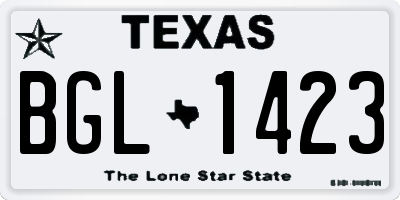 TX license plate BGL1423