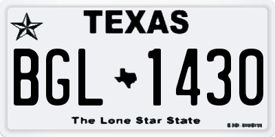 TX license plate BGL1430