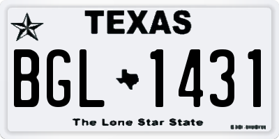TX license plate BGL1431