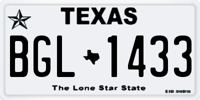 TX license plate BGL1433