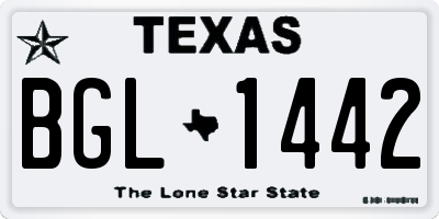 TX license plate BGL1442