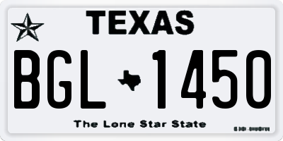 TX license plate BGL1450