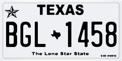 TX license plate BGL1458
