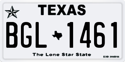 TX license plate BGL1461
