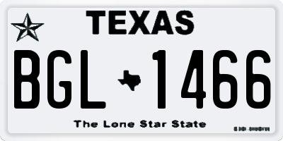 TX license plate BGL1466