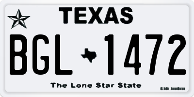 TX license plate BGL1472