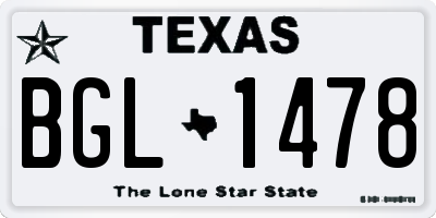 TX license plate BGL1478