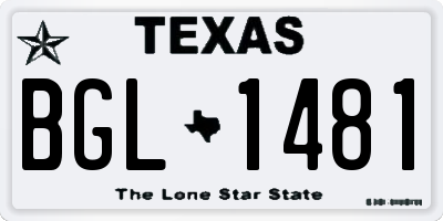 TX license plate BGL1481
