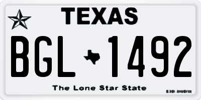 TX license plate BGL1492