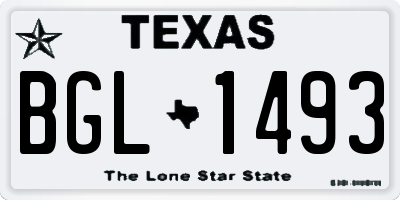 TX license plate BGL1493