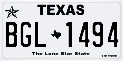 TX license plate BGL1494