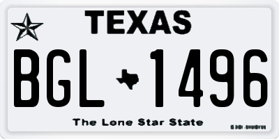 TX license plate BGL1496