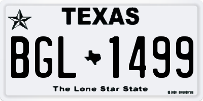 TX license plate BGL1499