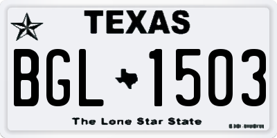 TX license plate BGL1503