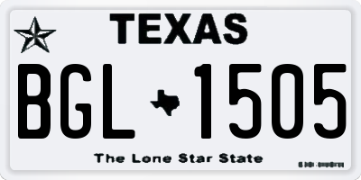 TX license plate BGL1505