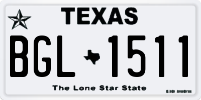 TX license plate BGL1511