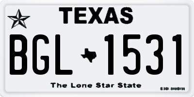 TX license plate BGL1531
